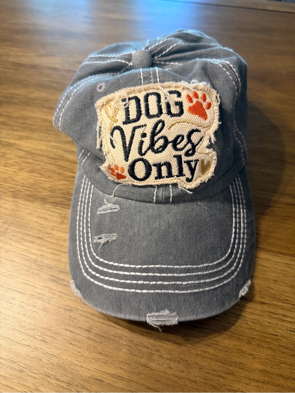 Dog Vibes Only Distressed Gray Pet Baseball Cap